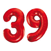 Folieballon 39 jaar rood 86cm