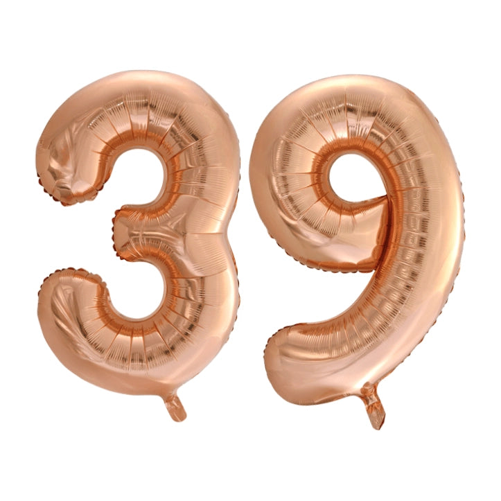 Folieballon 39 jaar Rosé Goud 86cm