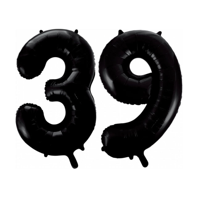 Folieballon 39 jaar zwart 86cm