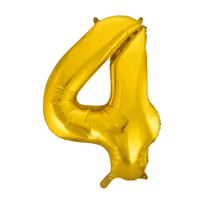 Folieballon 4 jaar Goud 41cm