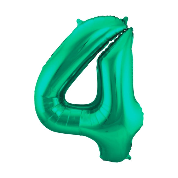 Folieballon 4 jaar metallic groen 86cm