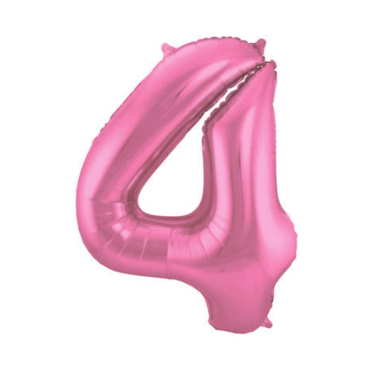 Folieballon 4 jaar metallic roze mat 86cm