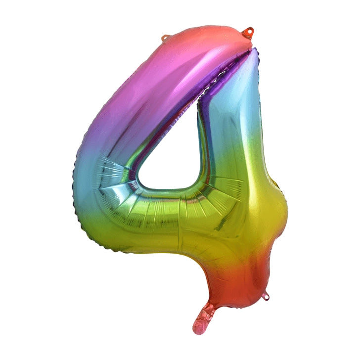 Folieballon 4 jaar Regenboog 86cm