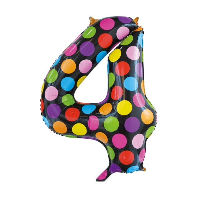 Folieballon 4 jaar stippen 86cm