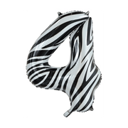 Folieballon 4 jaar zebra 86cm