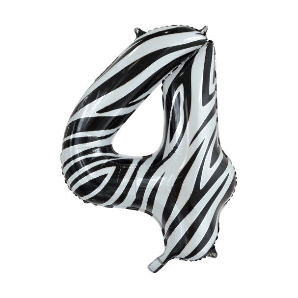 Folieballon 4 jaar zebra 86cm