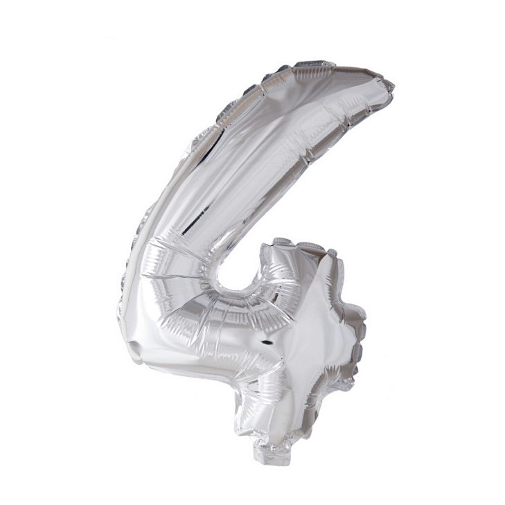 Folieballon 4 jaar zilver 41cm