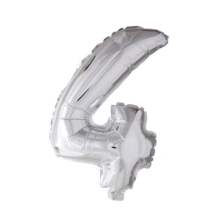 Folieballon 4 jaar Zilver 66cm
