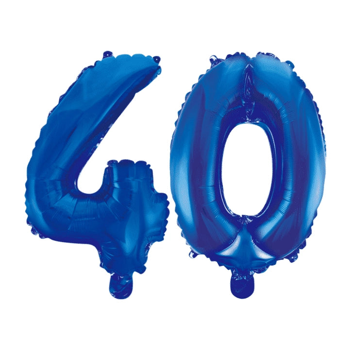 Folieballon 40 jaar blauw 41cm