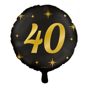 Folieballon 40  jaar - goud zwart - 45cm