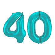 Folieballon 40 jaar metallic pastel aqua mat 86cm
