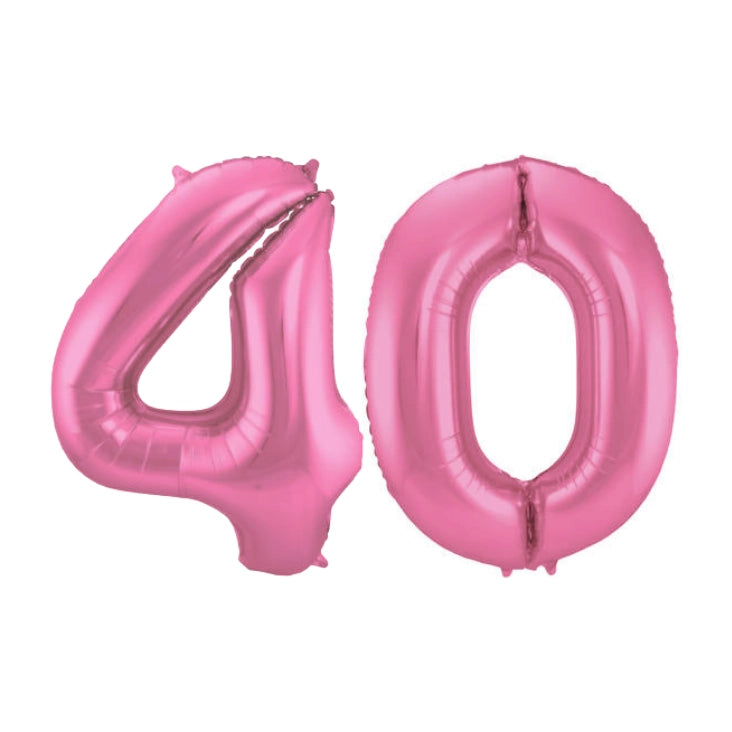 Folieballon 40 jaar metallic roze mat 86cm