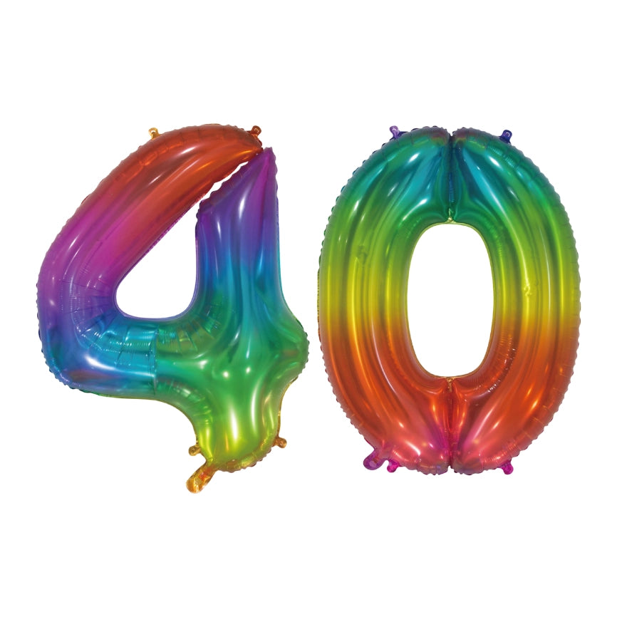 Folieballon 40 jaar Regenboog 76cm
