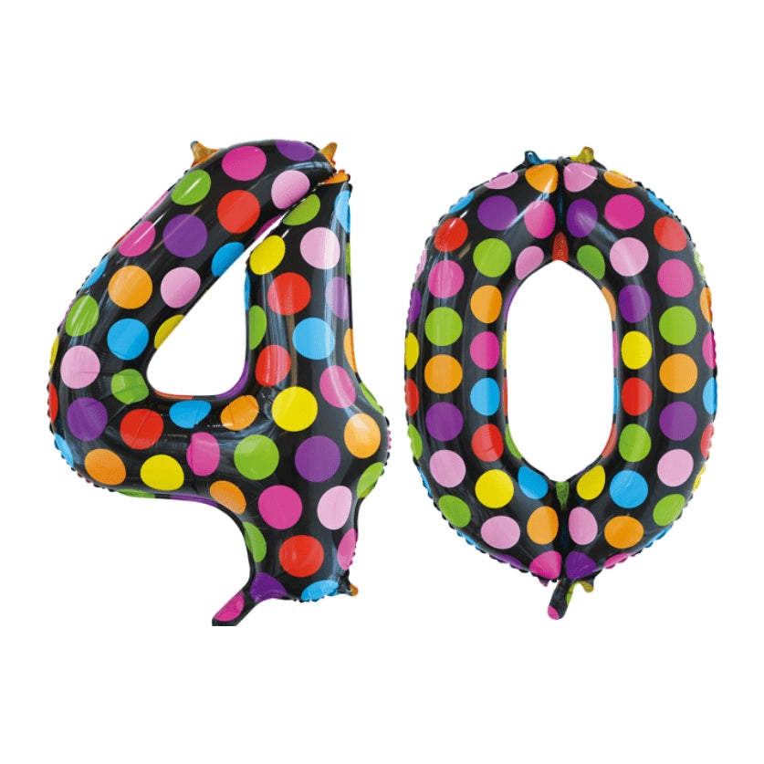 Folieballon 40 jaar stippen 86cm