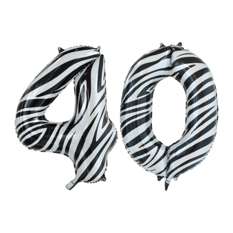 Folieballon 40 jaar zebra 86cm