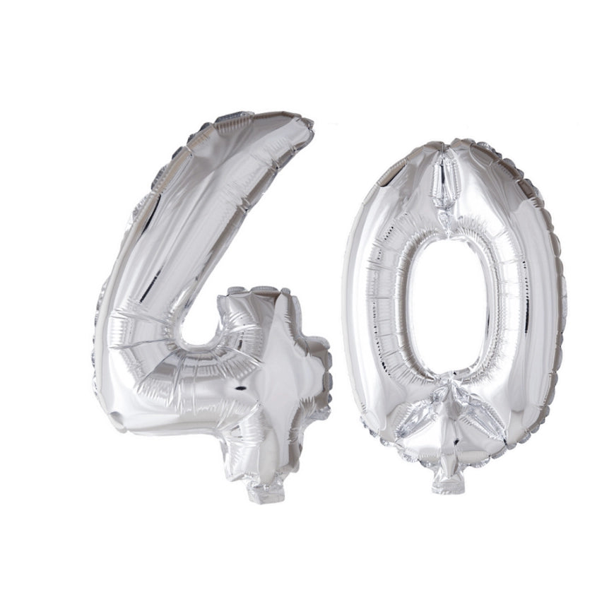 Folieballon 40 jaar zilver 41cm