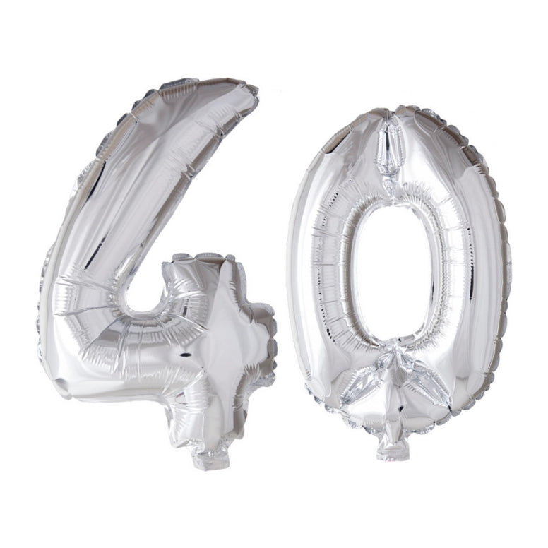 Folieballon 40 jaar Zilver 66cm