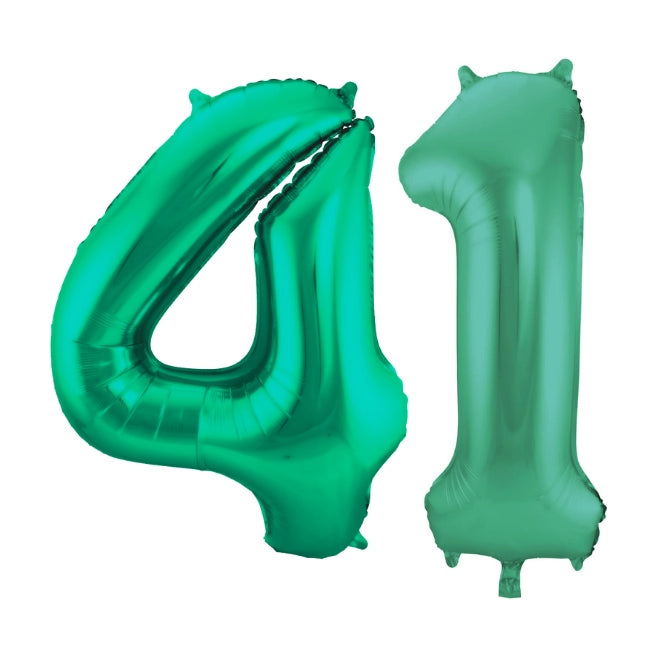 Folieballon 41 jaar metallic groen 86cm