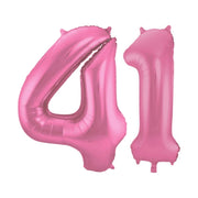 Folieballon 41 jaar metallic roze mat 86cm