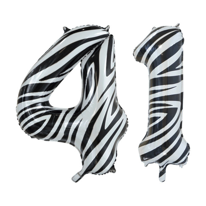 Folieballon 41 jaar zebra 86cm