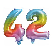 Folieballon 42 jaar Regenboog 86cm