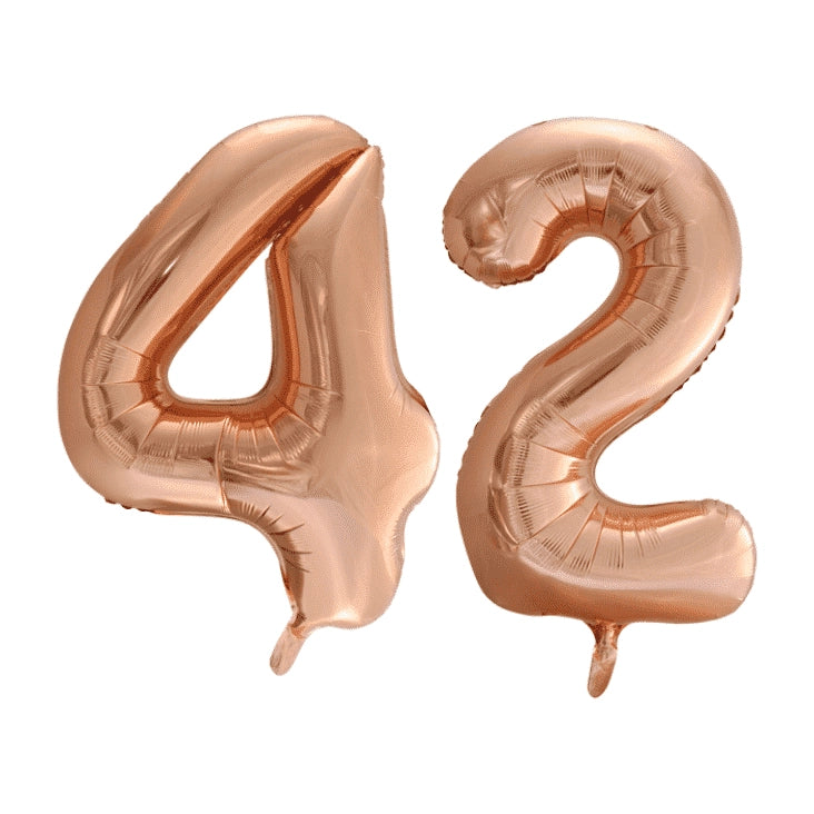 Folieballon 42 jaar Rosé Goud 86cm