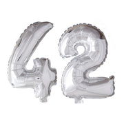 Folieballon 42 jaar Zilver 66cm