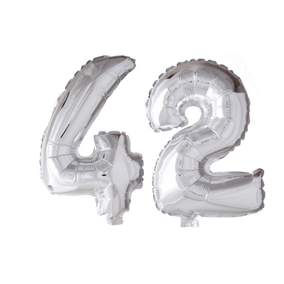 Folieballon 42 jaar zilver 86cm
