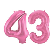 Folieballon 43 jaar metallic roze mat 86cm
