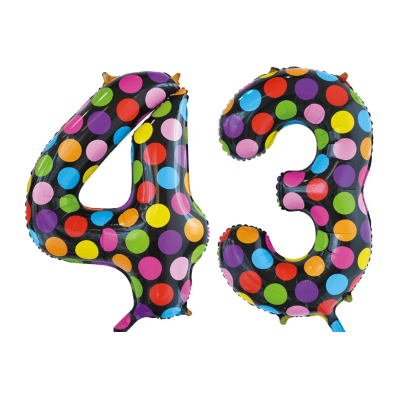 Folieballon 43 jaar stippen 86cm