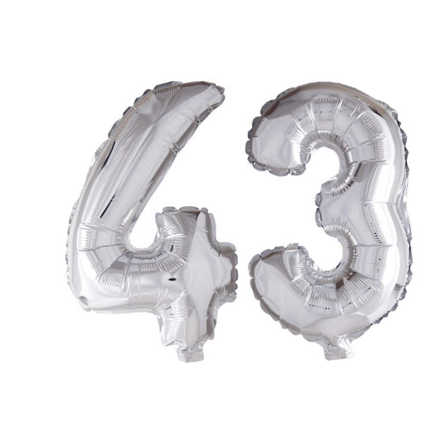 Folieballon 43 jaar zilver 41cm