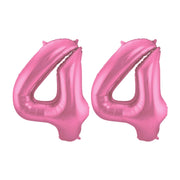 Folieballon 44 jaar metallic roze mat 86cm