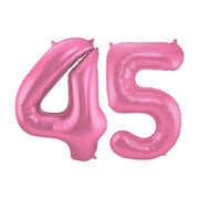 Folieballon 45 jaar metallic roze mat 86cm