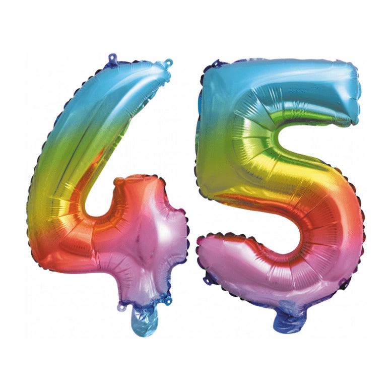 Folieballon 45 jaar Regenboog 86cm