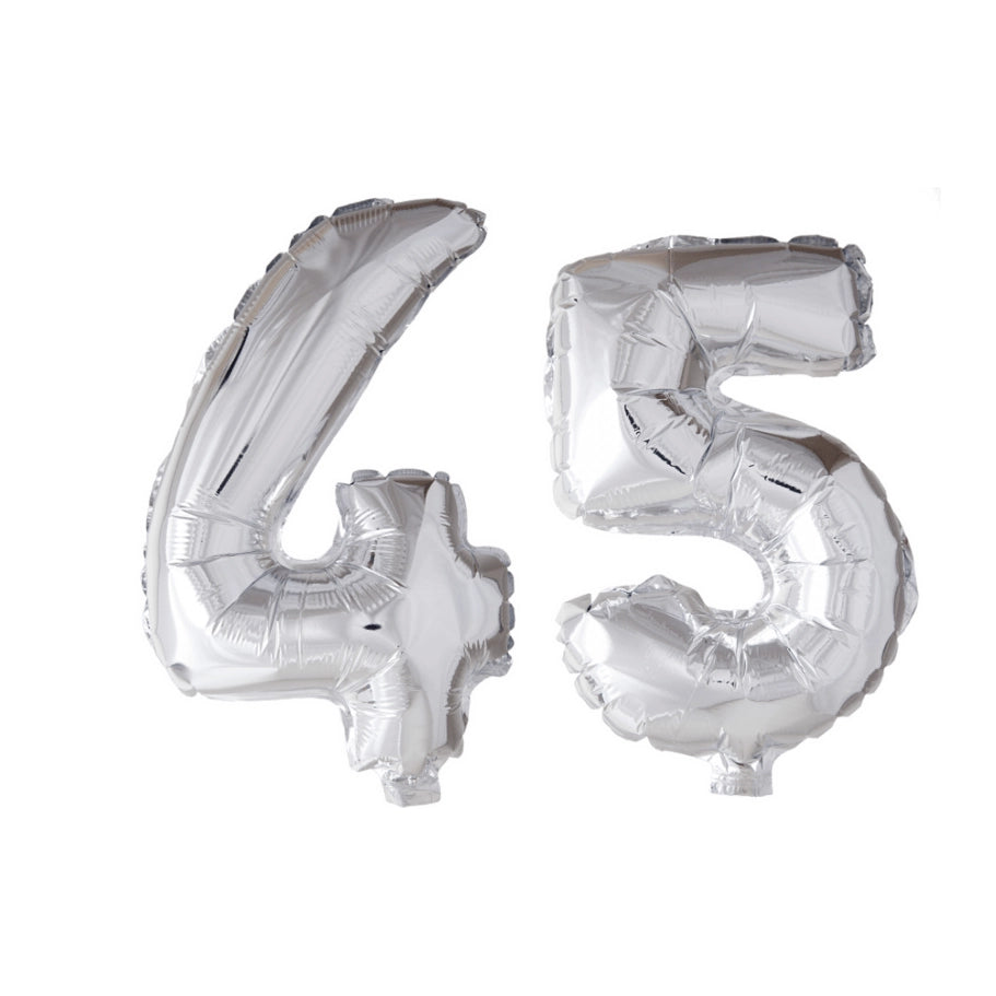 Folieballon 45 jaar zilver 41cm