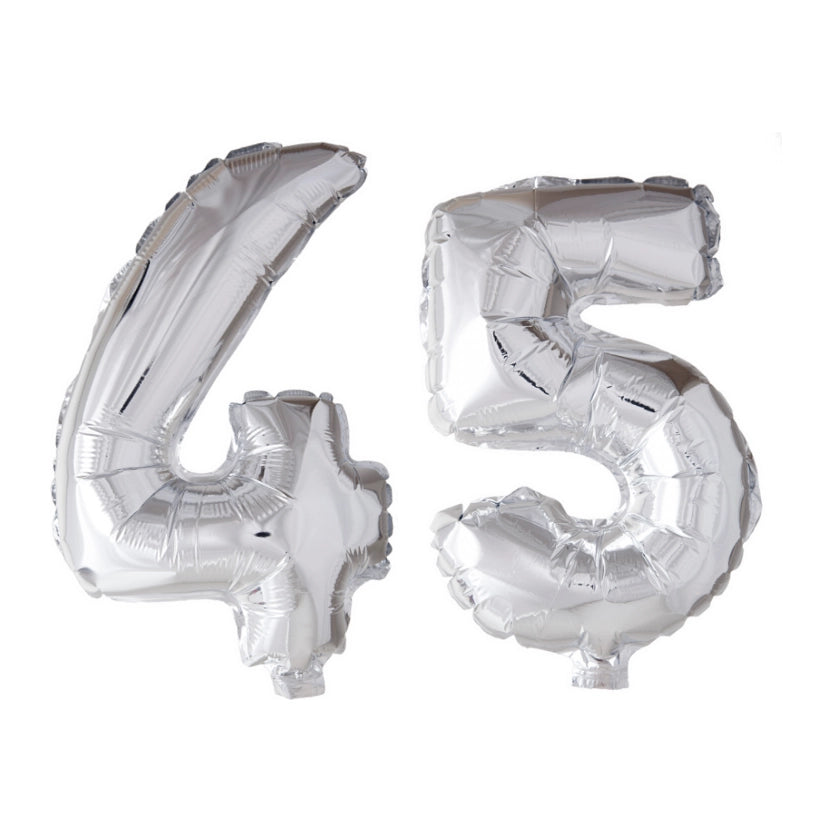 Folieballon 45 jaar Zilver 66cm