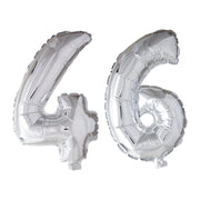 Folieballon 46 jaar Zilver 66cm