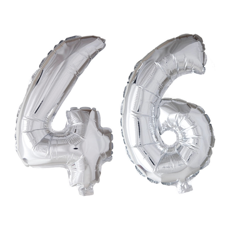 Folieballon 46 jaar Zilver 66cm