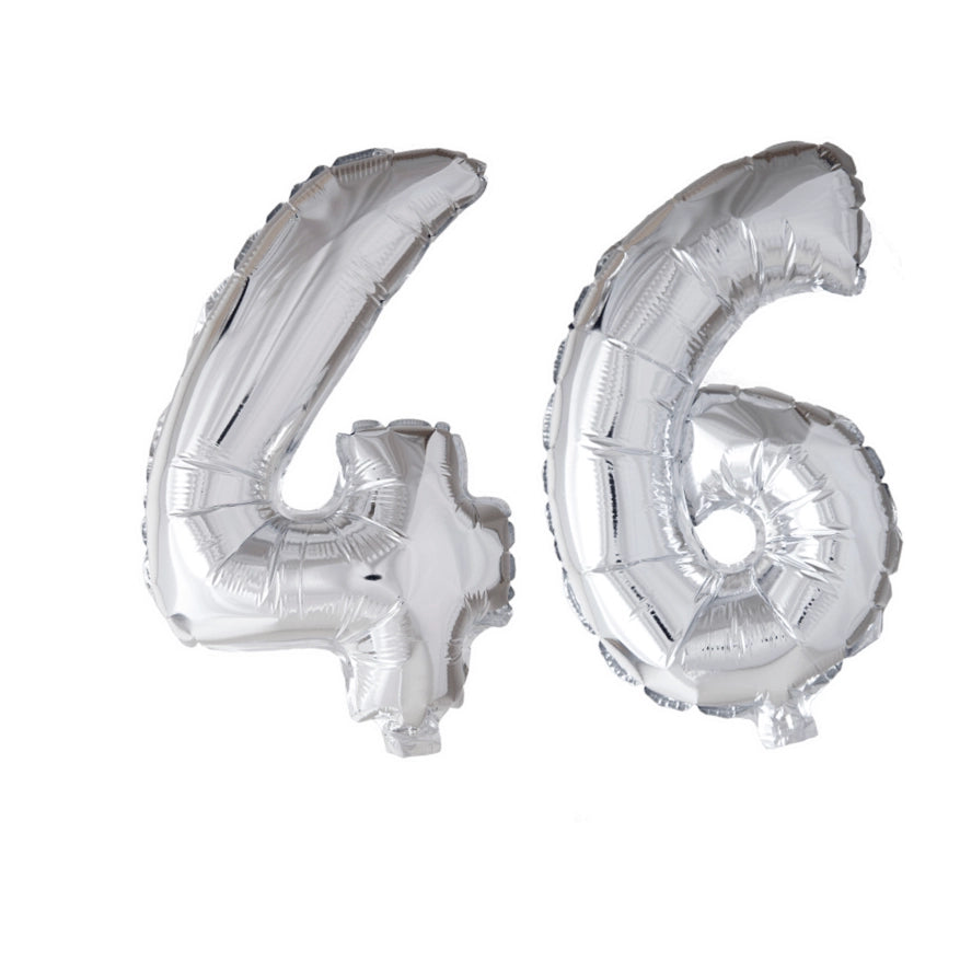 Folieballon 46 jaar zilver 86cm