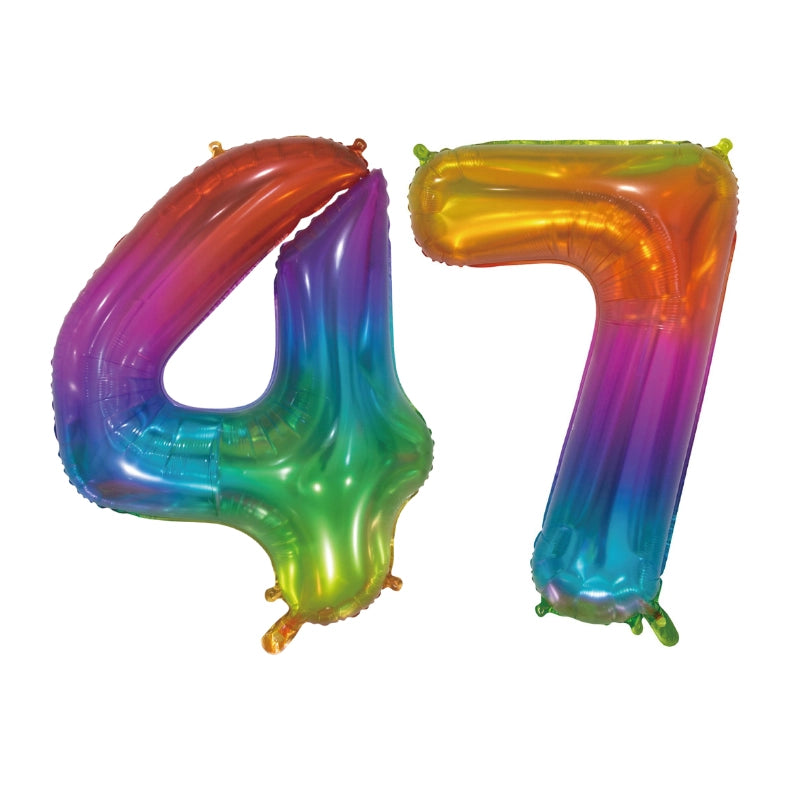 Folieballon 47 jaar Regenboog 76cm