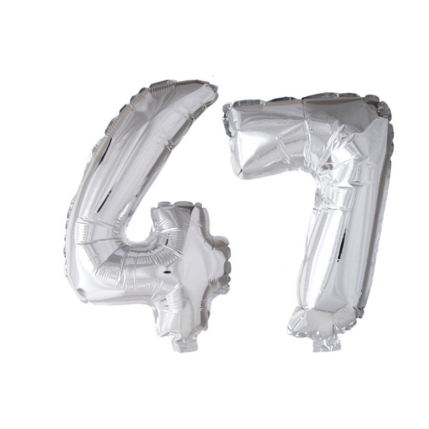 Folieballon 47 jaar zilver 41cm