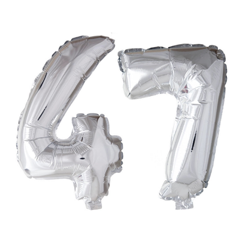 Folieballon 47 jaar Zilver 66cm