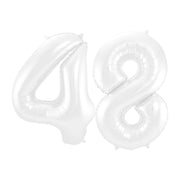 Folieballon 48 jaar metallic wit 86cm
