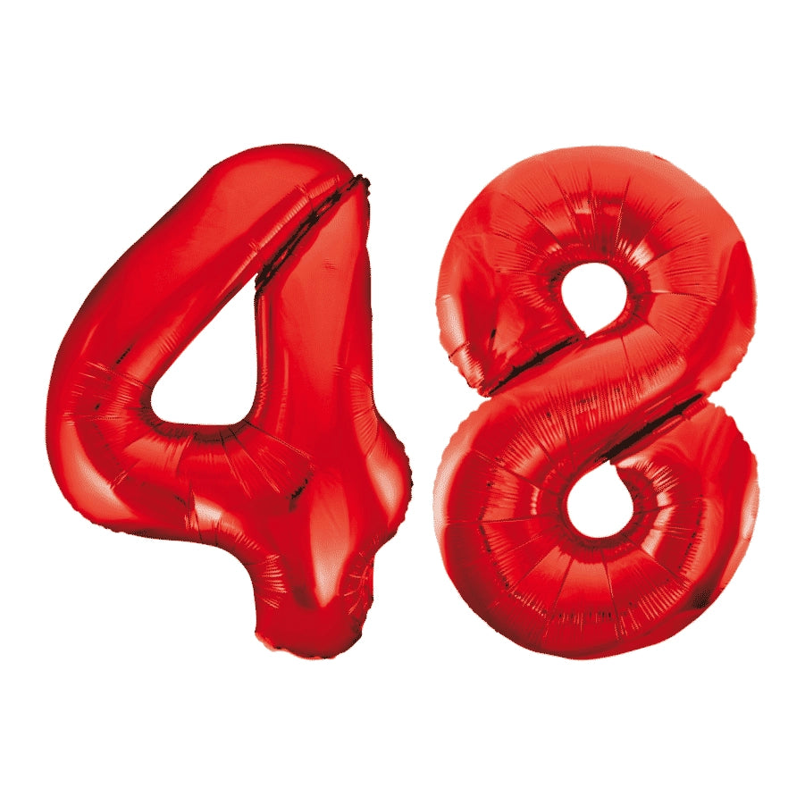 Folieballon 48 jaar rood 86cm