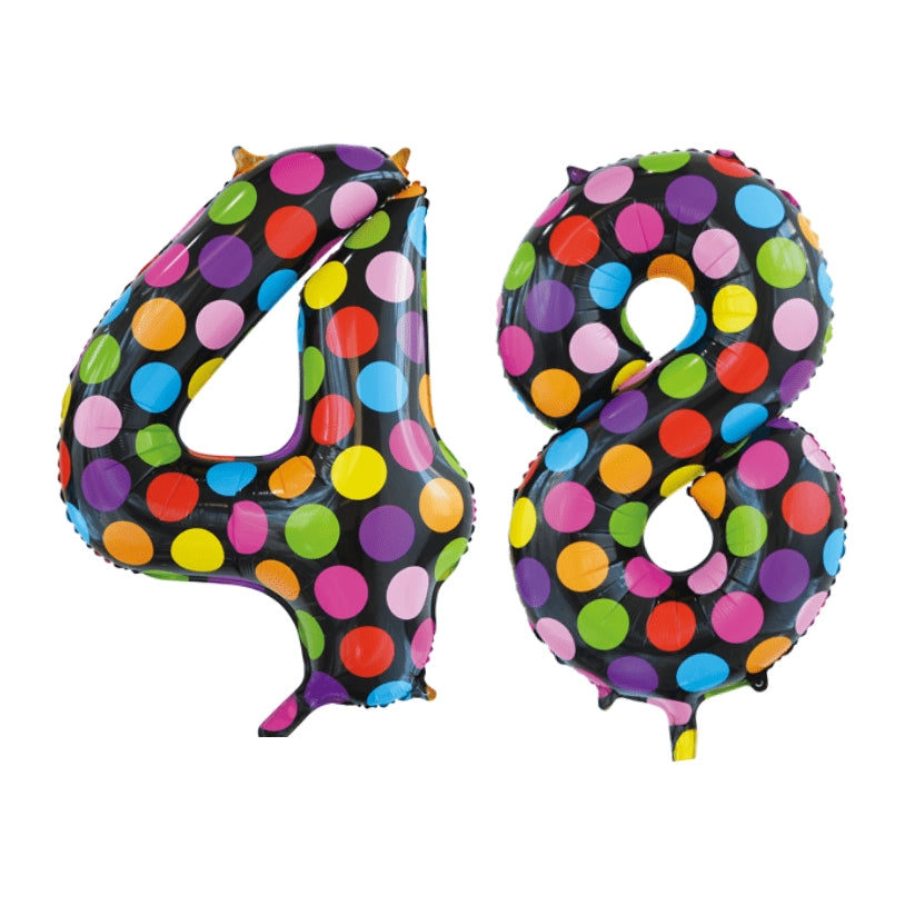 Folieballon 48 jaar stippen 86cm
