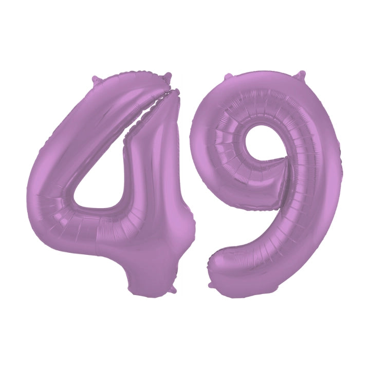 Folieballon 49 jaar metallic paars 86cm
