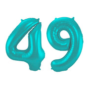Folieballon 49 jaar metallic pastel aqua mat 86cm