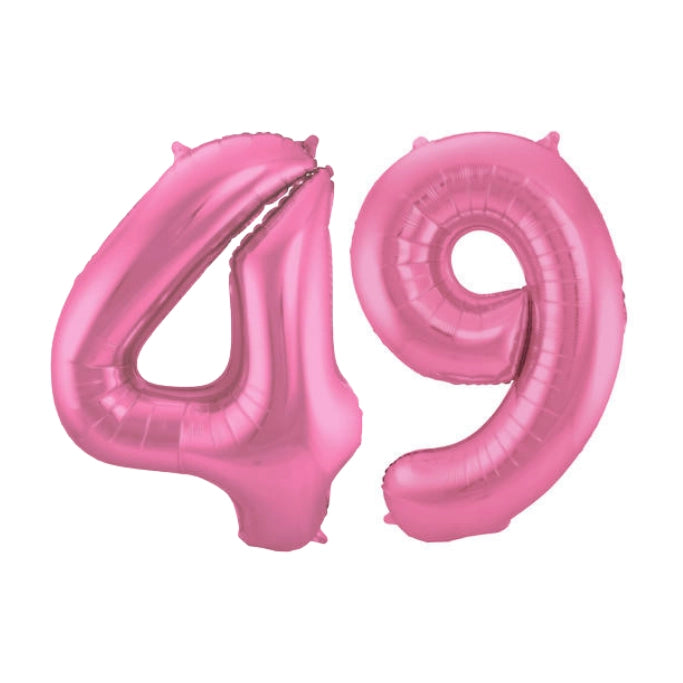 Folieballon 49 jaar metallic roze mat 86cm