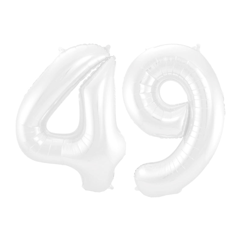 Folieballon 49 jaar metallic wit 86cm