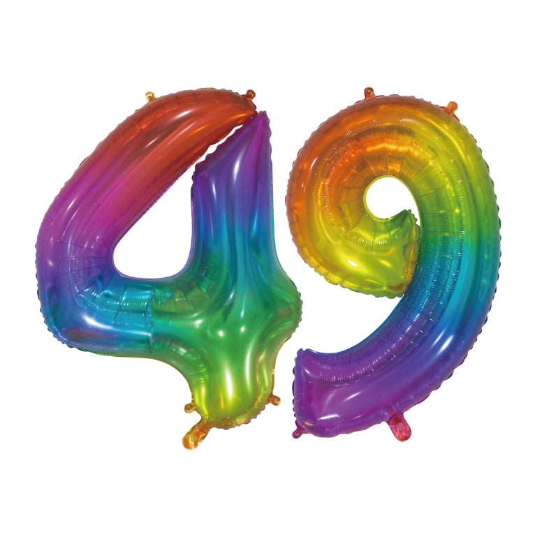 Folieballon 49 jaar Regenboog 76cm